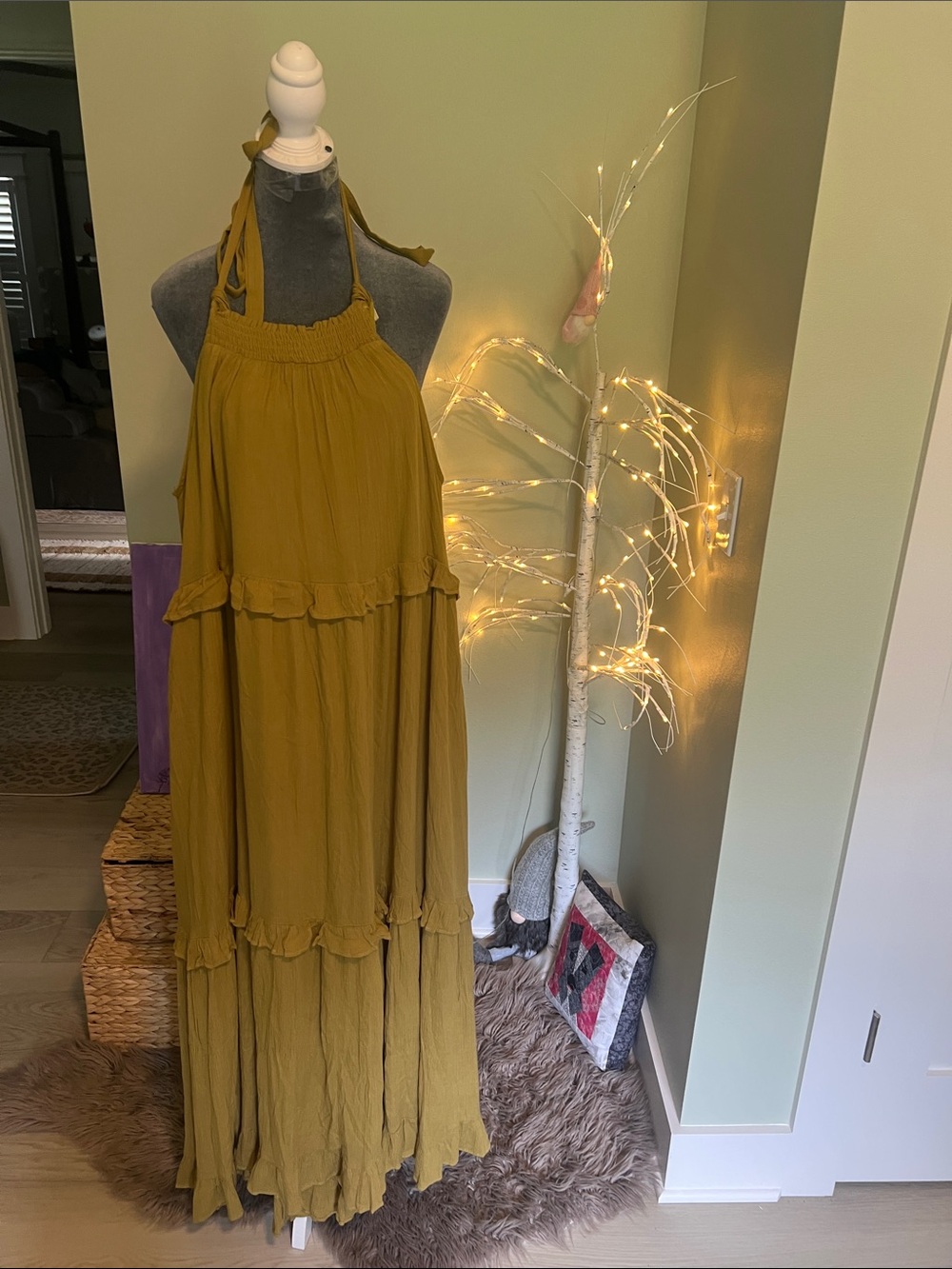 Listicle Mustard Halter Maxi Dress